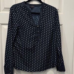The Limited Navy and White Polka Dot Blouse